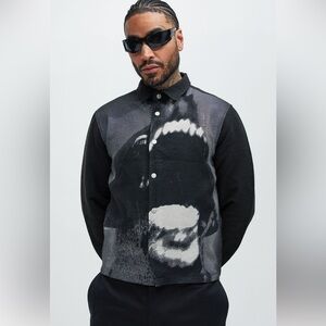 Black / Grey button up - DOG